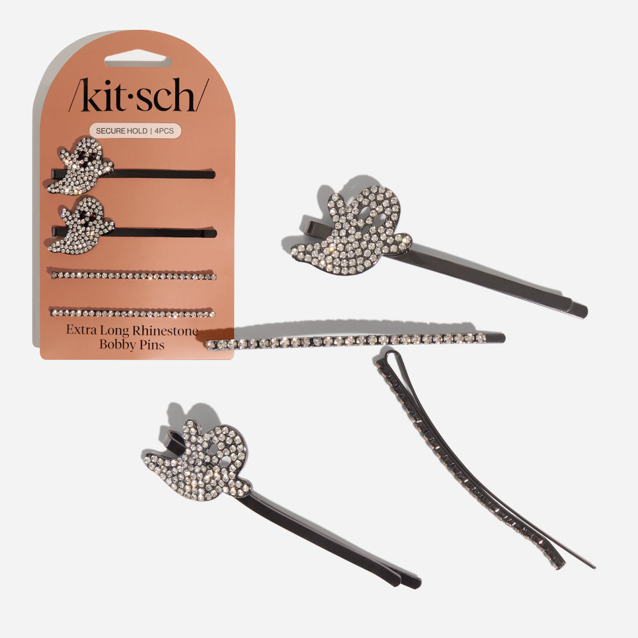 Ghost XL Metal Rhinestone Bobby Pins