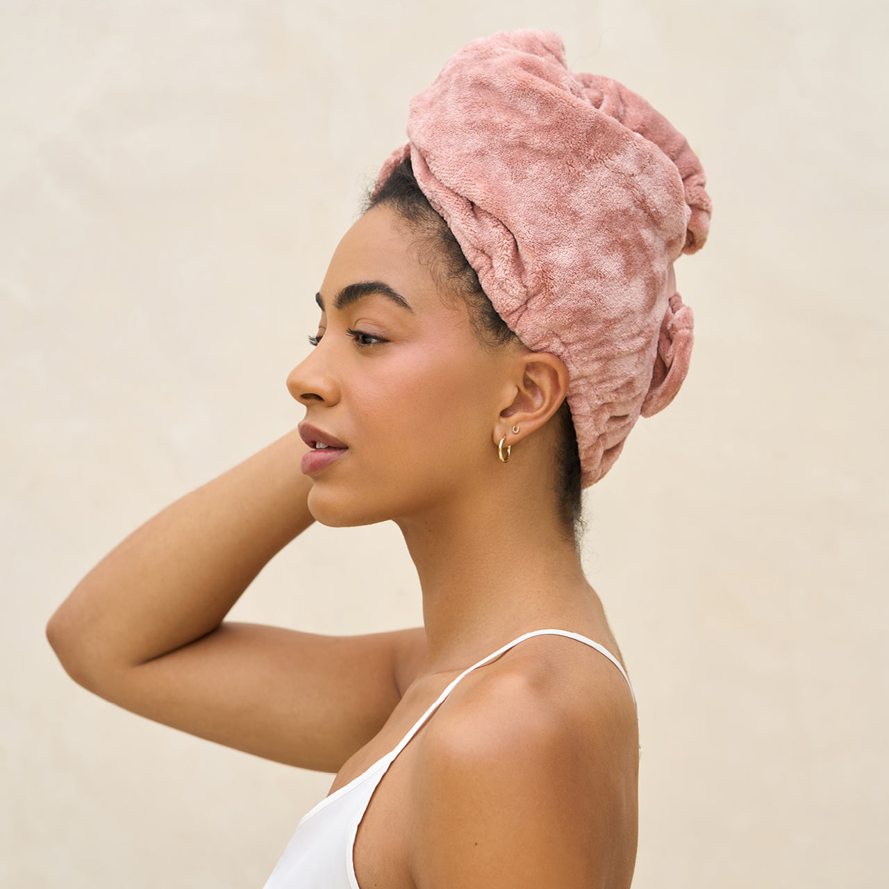 Terracotta Plush Microfiber Hair Towel Turban - Image 3