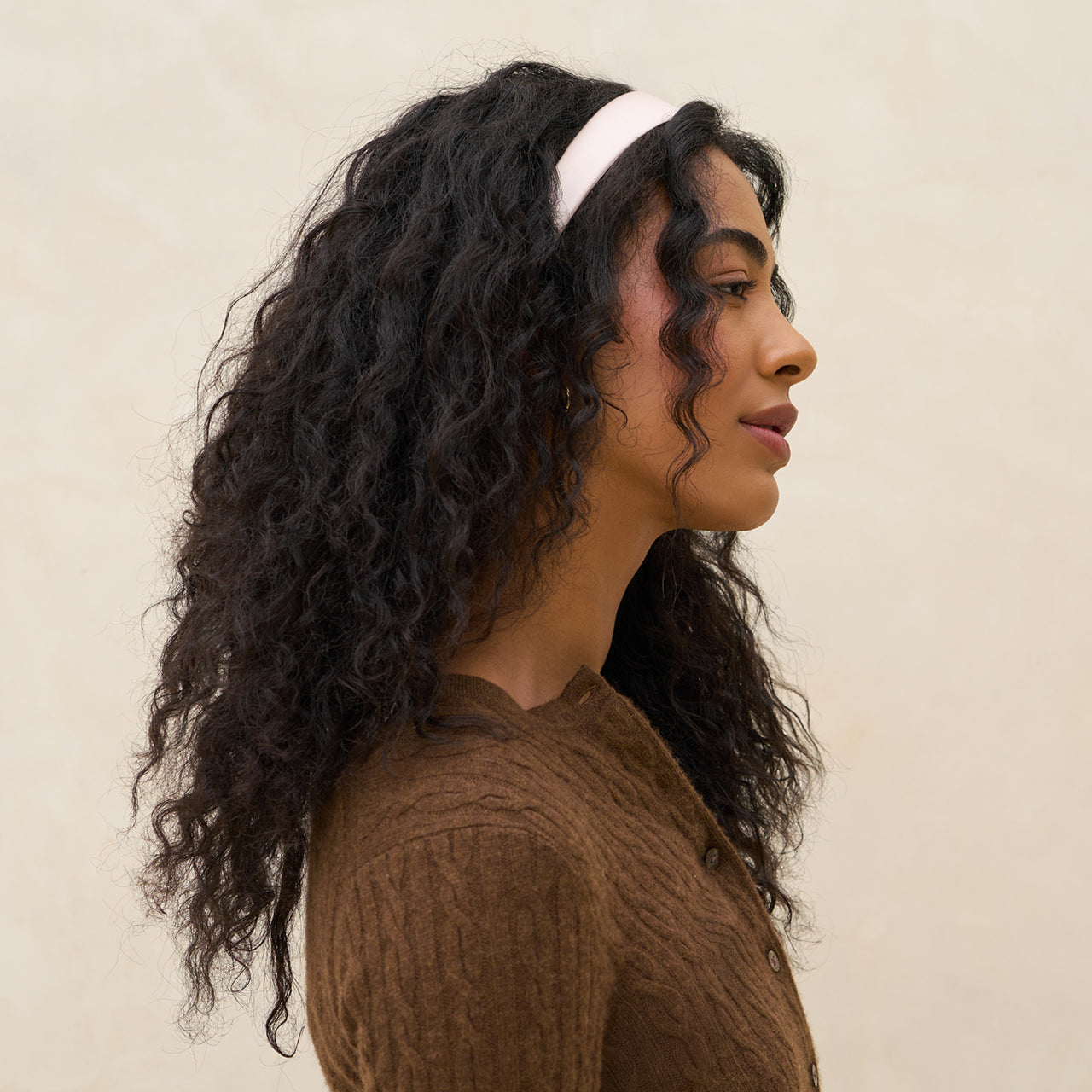 Alternative view of Cream & Camel Satin & Velvet Headbands