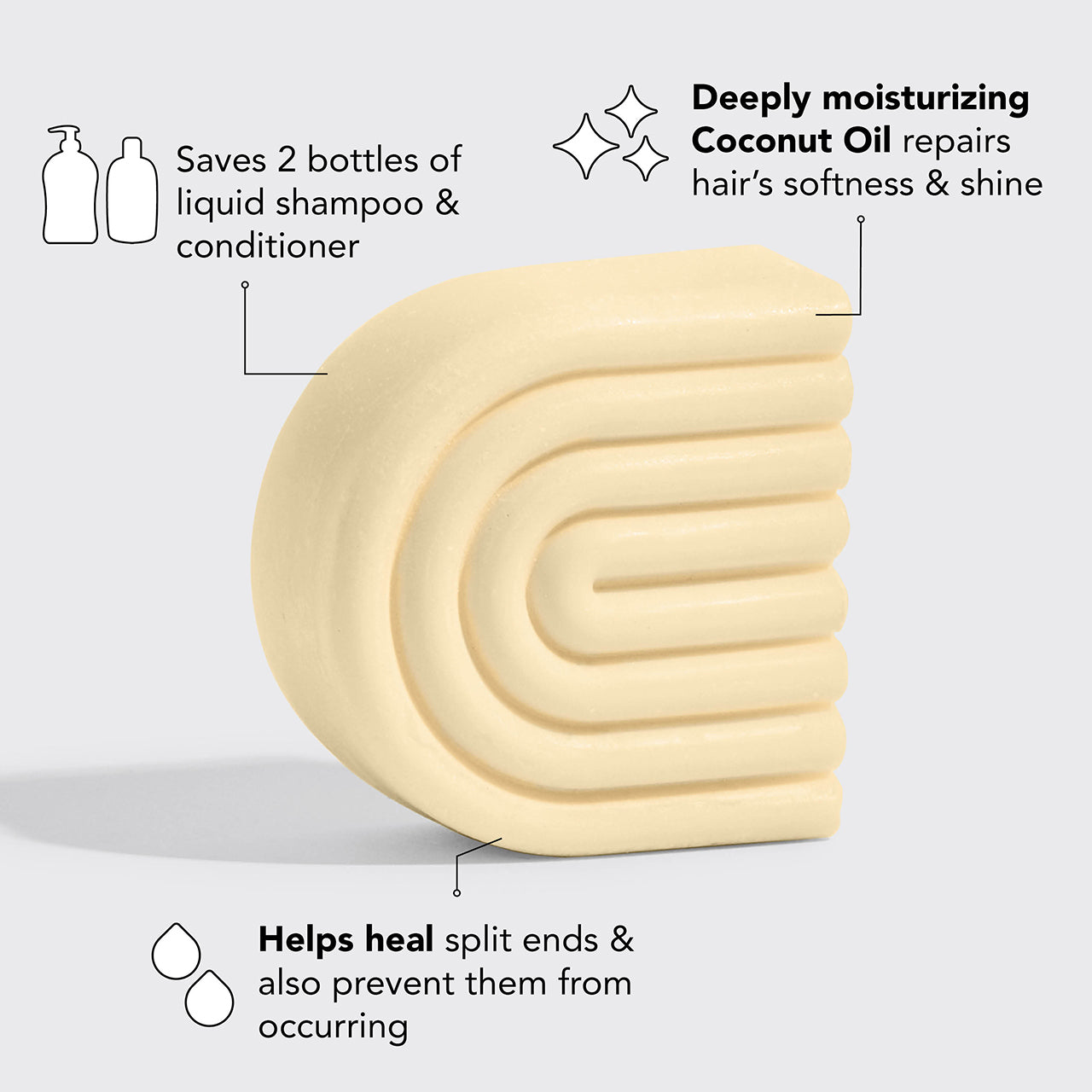 Coconut Oil Conditioner Bar for Dry Damaged Hair - Image 3