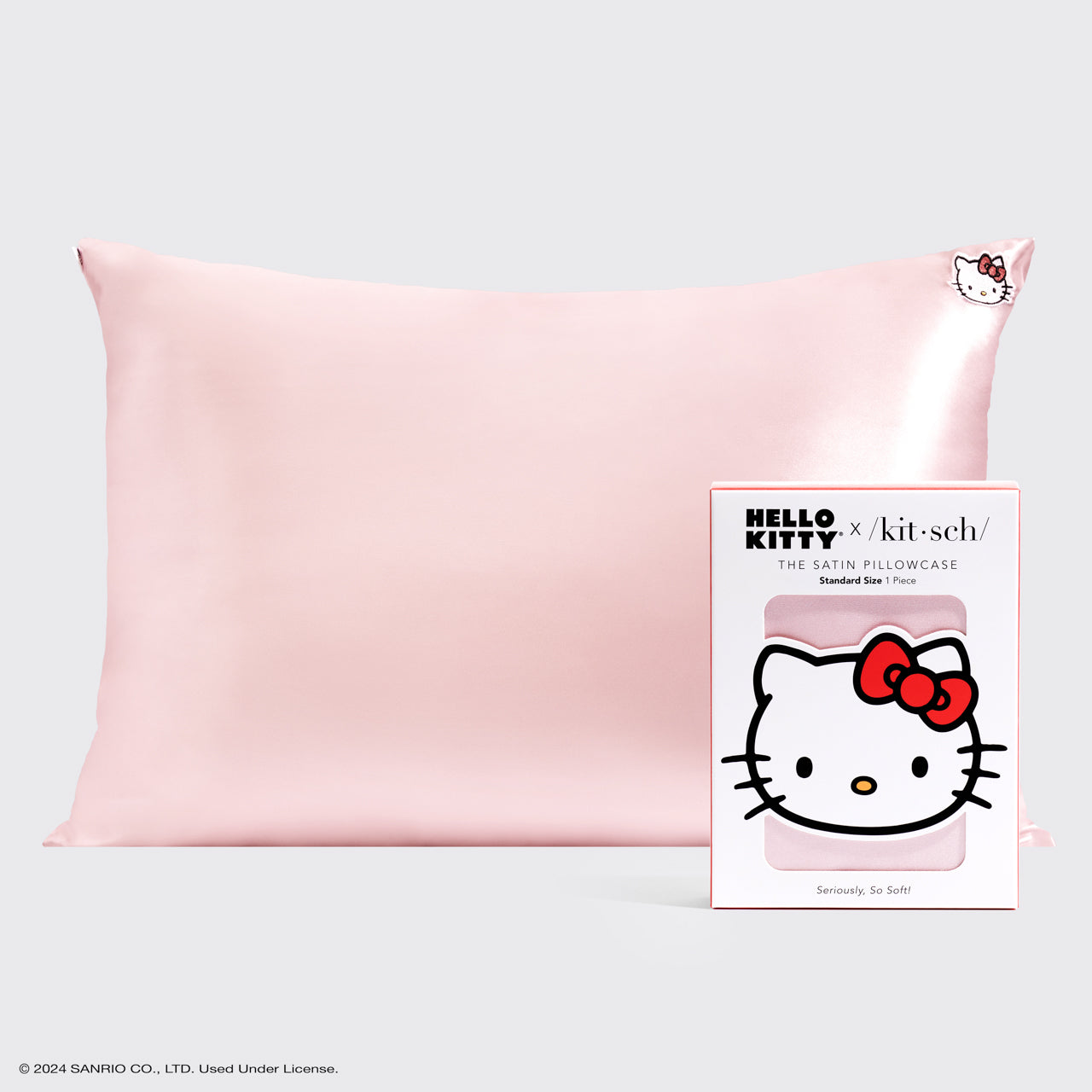 Kitsch x Hello Kitty Satin Pillowcase in Pink Hello Kitty Face