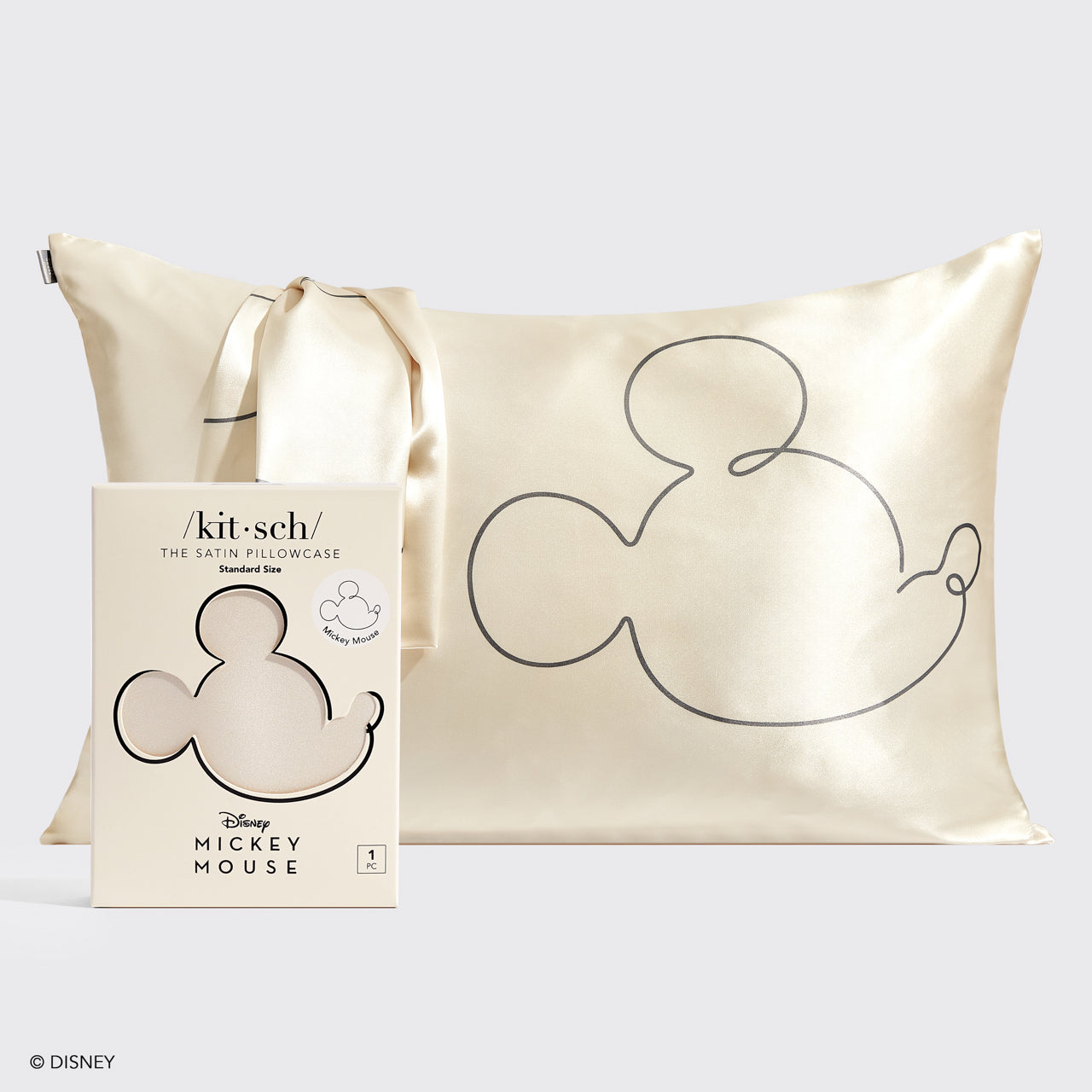 Kitsch x Mickey and Minnie Satin Pillowcase in Mr. Mouse