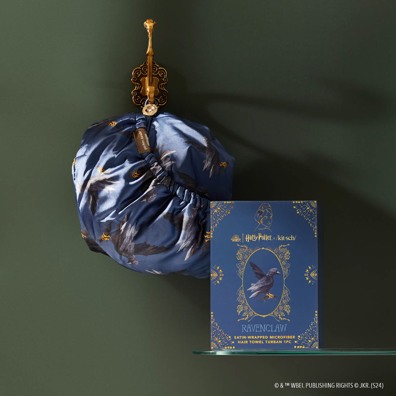 Kitsch x Harry Potter Satin Wrapped Hair Towel in Ravenclaw - Image 5
