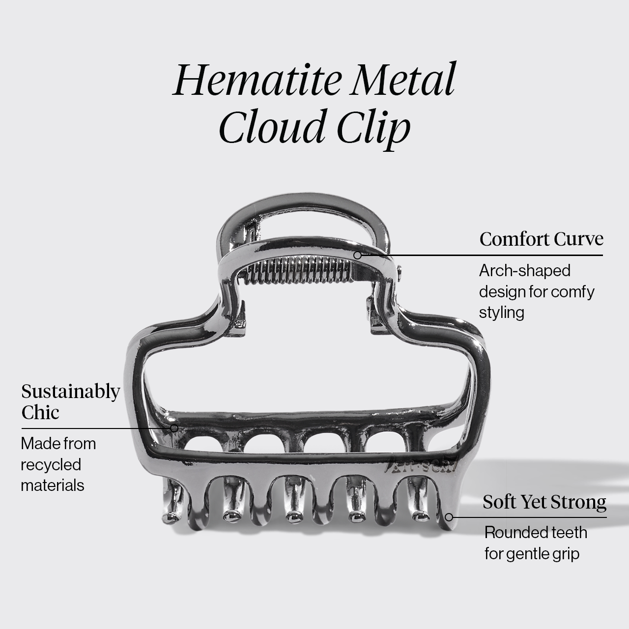 Alternative view of Hematite Metal Cloud Claw Clip