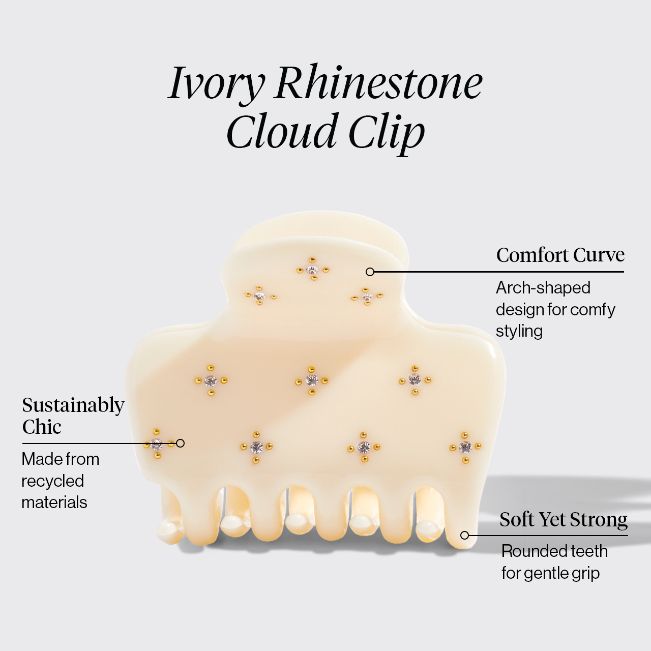 Alternative view of Ivory Rhinestone Cloud Claw Clip