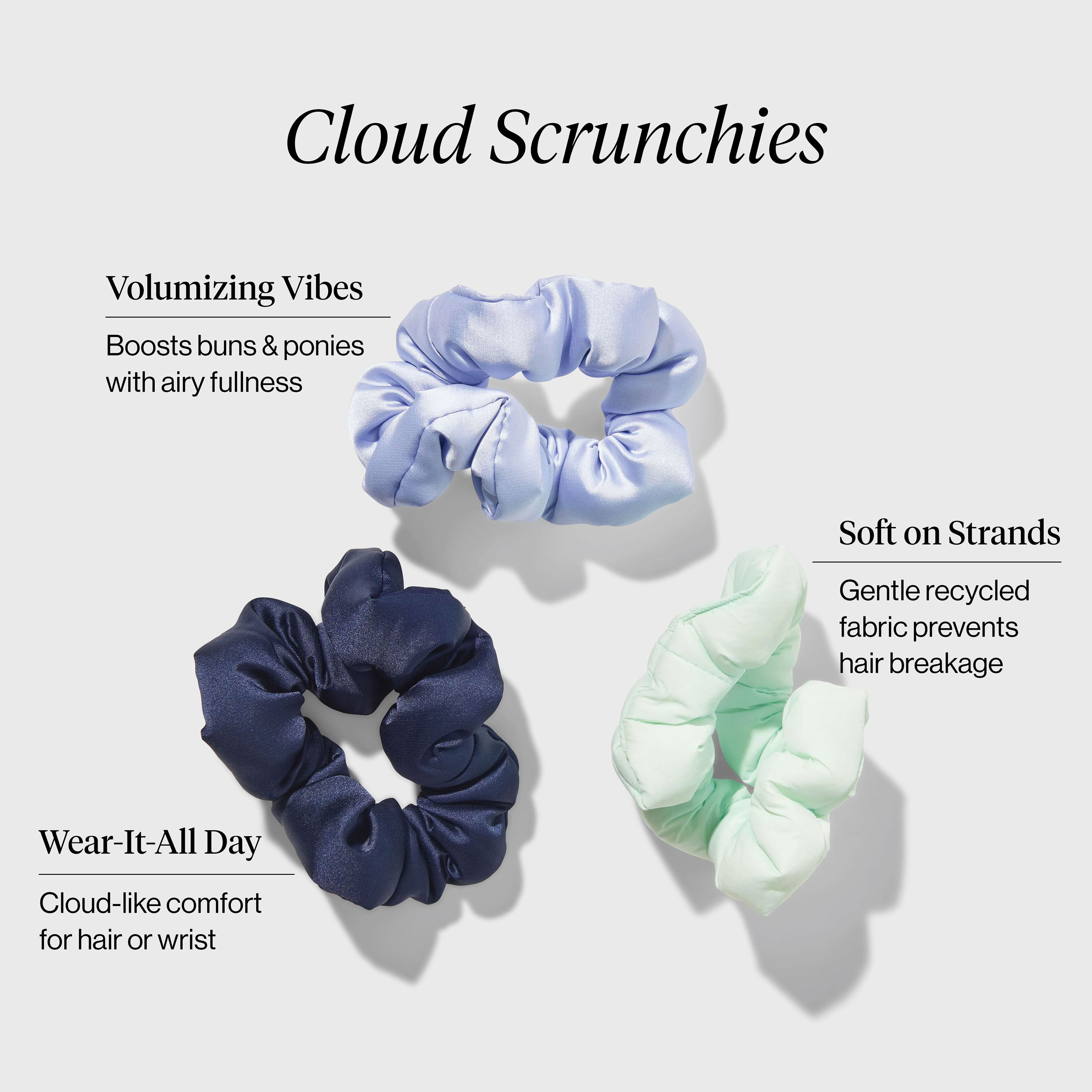 Alternative view of Garden Bouquet Cloud Scrunchies 3pc Set