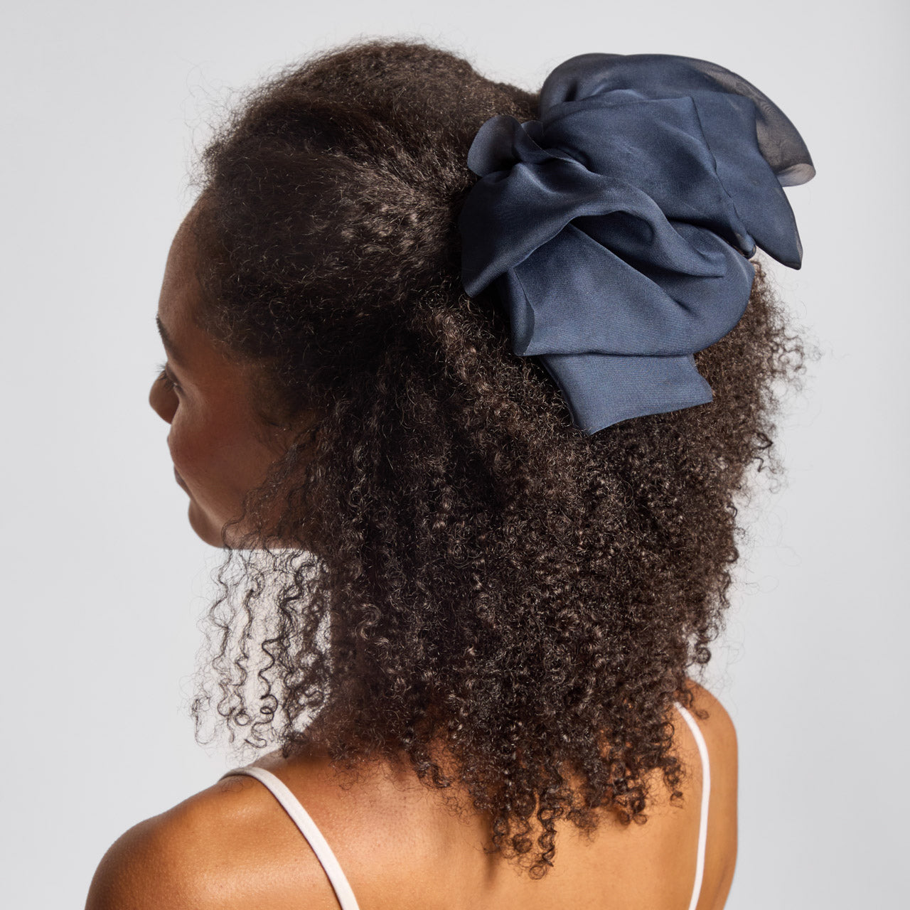 Blue Orchid Chiffon Bow Hair Clip - Image 4